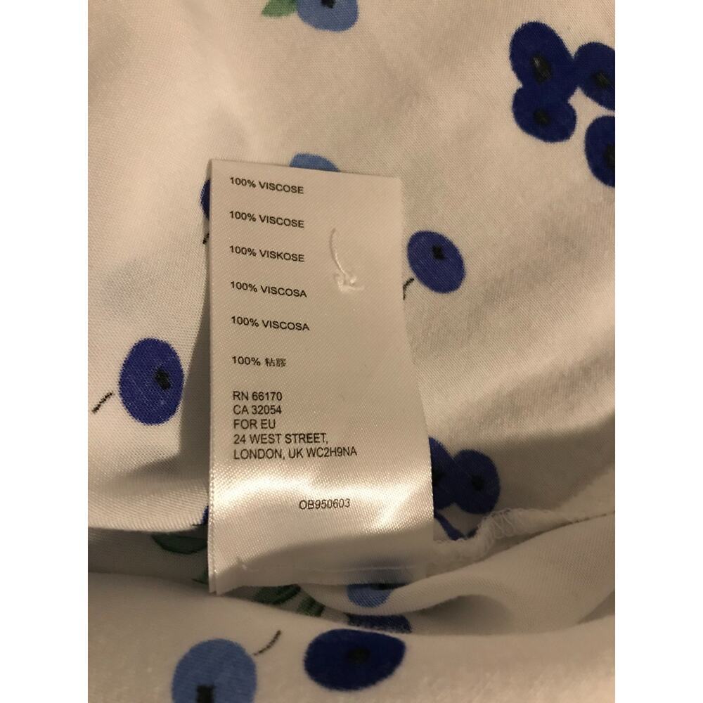 Anthropologie Maeve Blithe Blueberry Tie Sleeve Button Front Blouse White Blue 0 - Picture 12 of 12